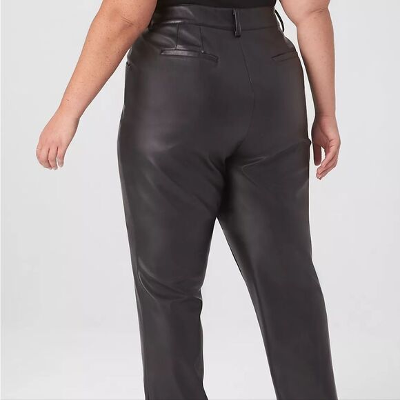 🆕👖Lane Bryant Signature Fit Faux-leather Straight-leg Pants, Black - Picture 2 of 5